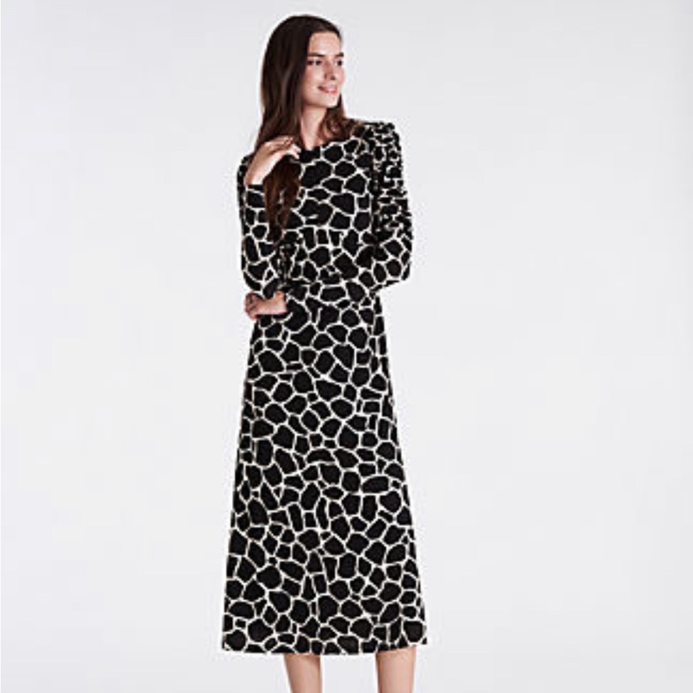 Ann Taylor Ruched Shoulder MIDI Dress